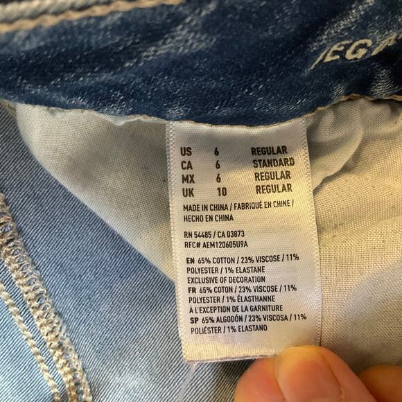 American Eagle Outfitters Women Skinny Jeans size 6 US Blue Mid Rise Stretch - Picture 9 of 11